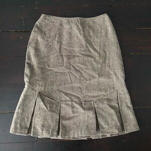Vintage Brown Grey midi pleated business casual 90s skirt #office